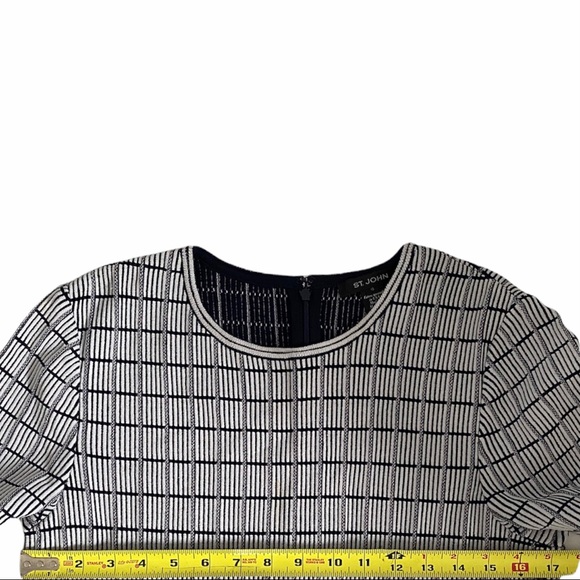 St John Geometric Ottoman Gray Stripe Knit Dress - Picture 11 of 14